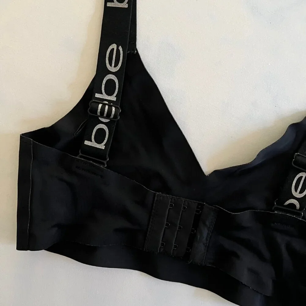 Bebe Logo Black Spandex Sports Bra - Picture 6 of 7